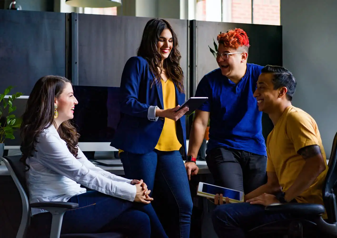 A group having fun at work