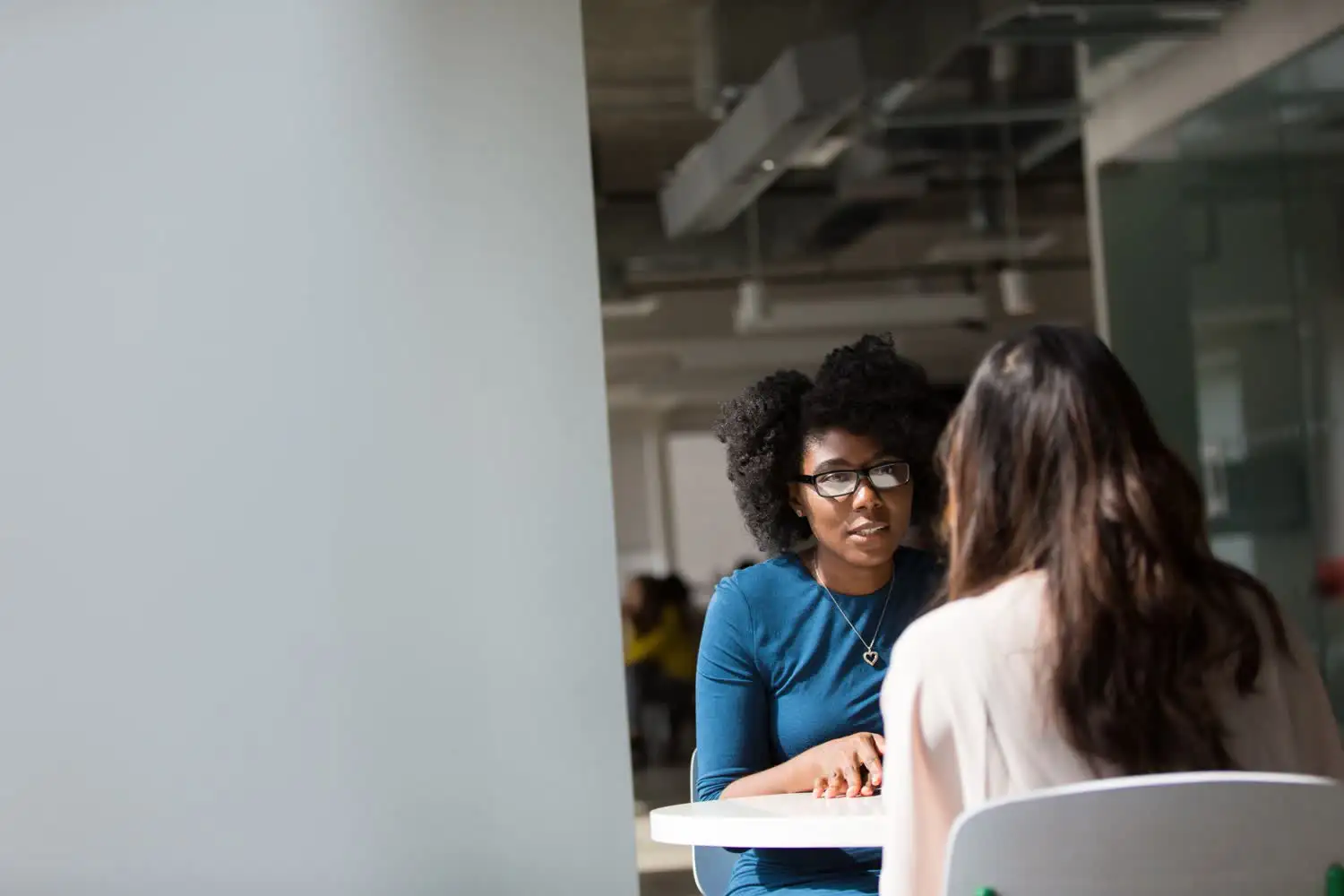 Two women at an interview