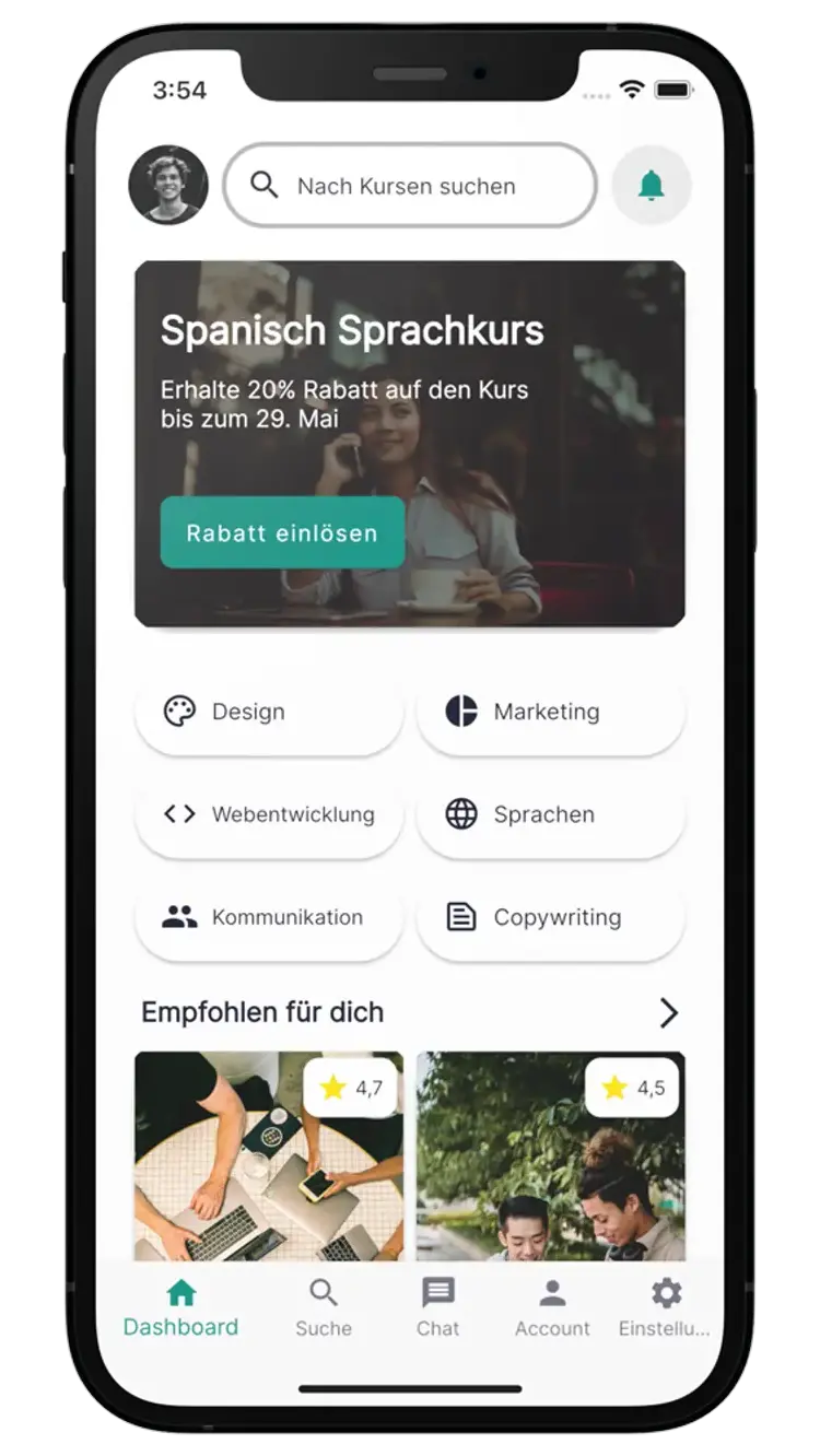 Bildungs-App im Light-Modus