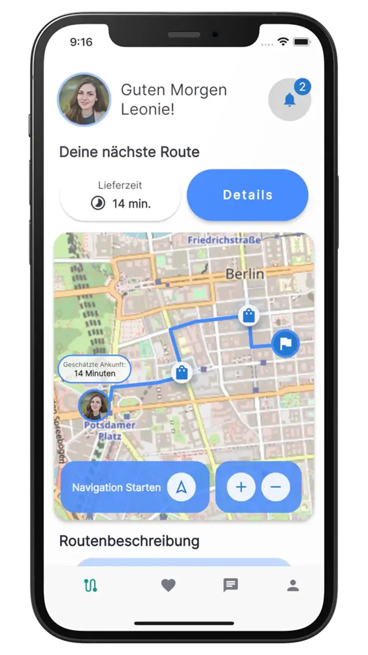 Map-based app in light mode