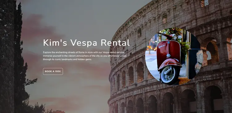 Website of a vespa rental company